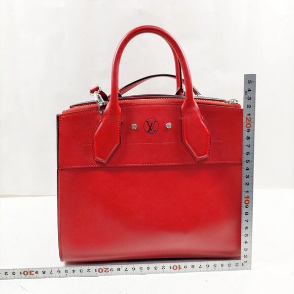 Louis Vuitton CITY STEAMER Red Leather Hand Bag mon-903-091125 - Picture 3 of 16